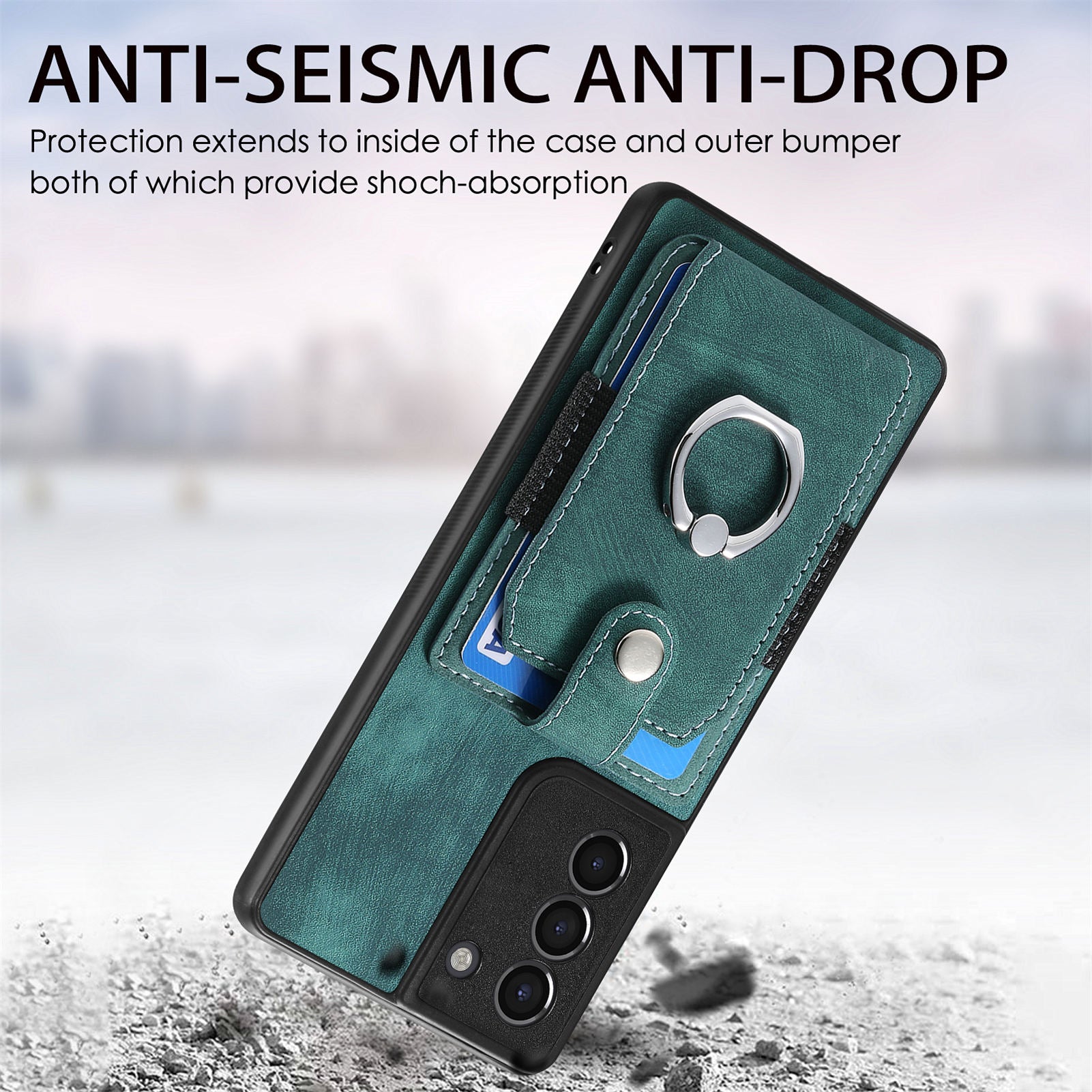 For Samsung Galaxy S21 FE 5G Card Holder Phone Case PU Leather TPU PC Slim Phone Cover with Ring Kickstand For Samsung Galaxy S21 FE 5G Card Holder Phone Case PU Leather TPU PC Slim Phone Cover with Ring Kickstand